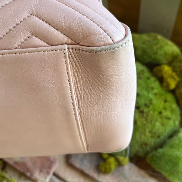 GUCCI GG Marmont Pink Matelassé Leather Chain Shoulder Bag - Picture 13 of 16